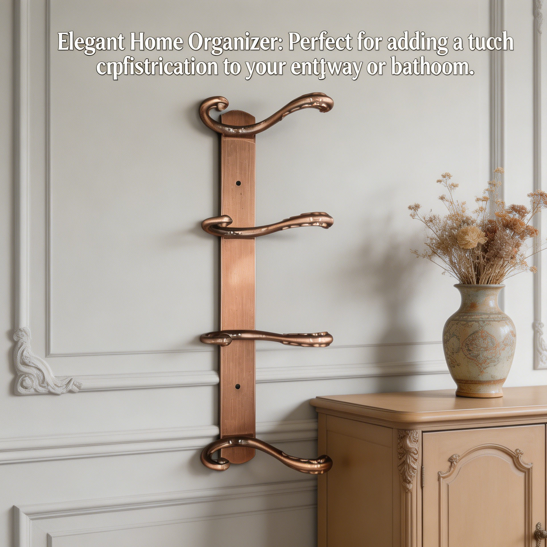 898838 - 4-Hook Wall Mounted Coat Rack - 34.6cm×3.7cm