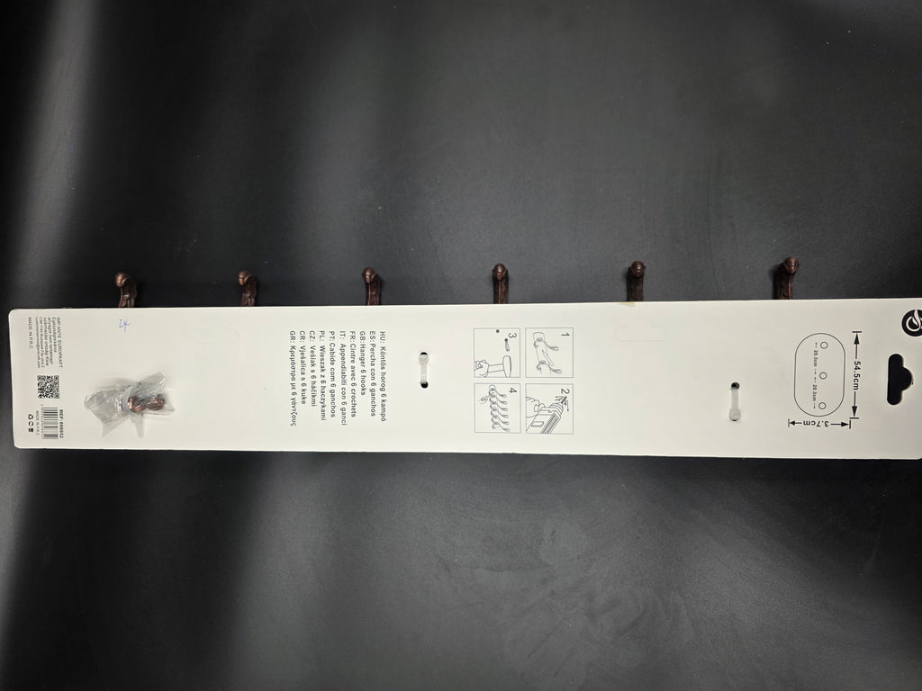 898852 - 6-Hook Wall Mounted Coat Rack - 54.5cm×3.7cm
