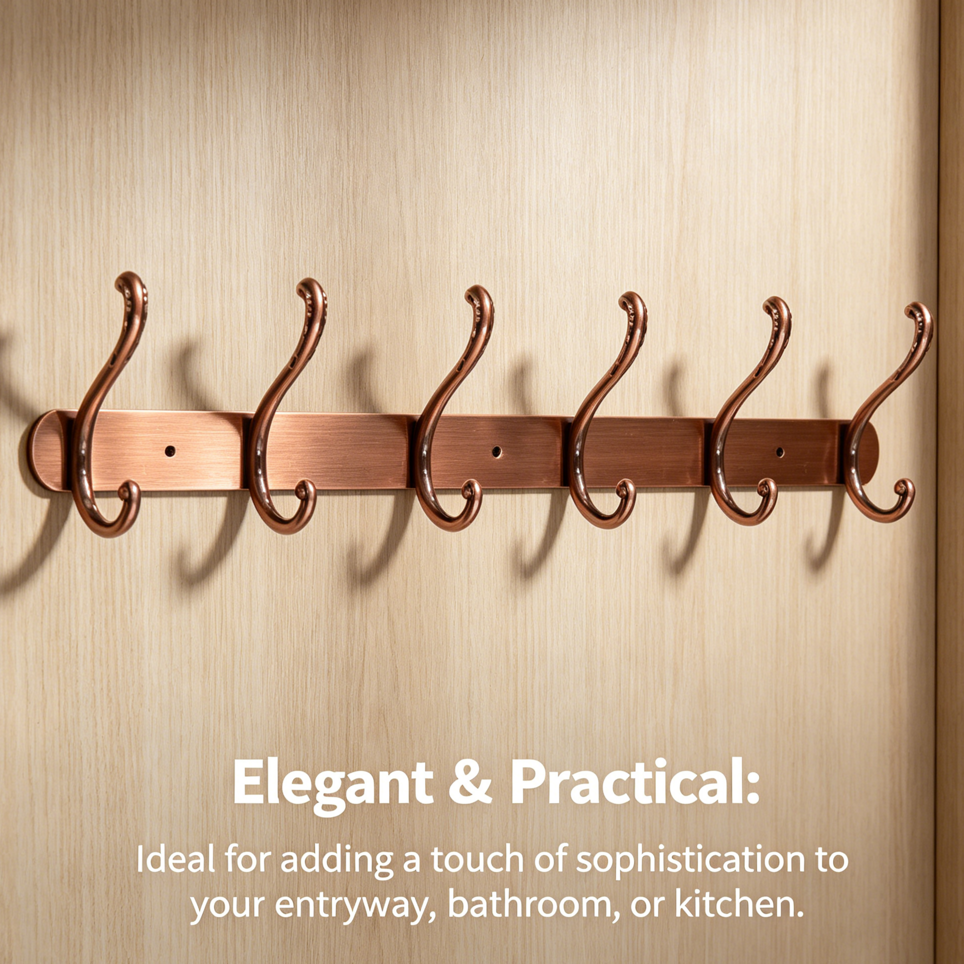 898852 - 6-Hook Wall Mounted Coat Rack - 54.5cm×3.7cm
