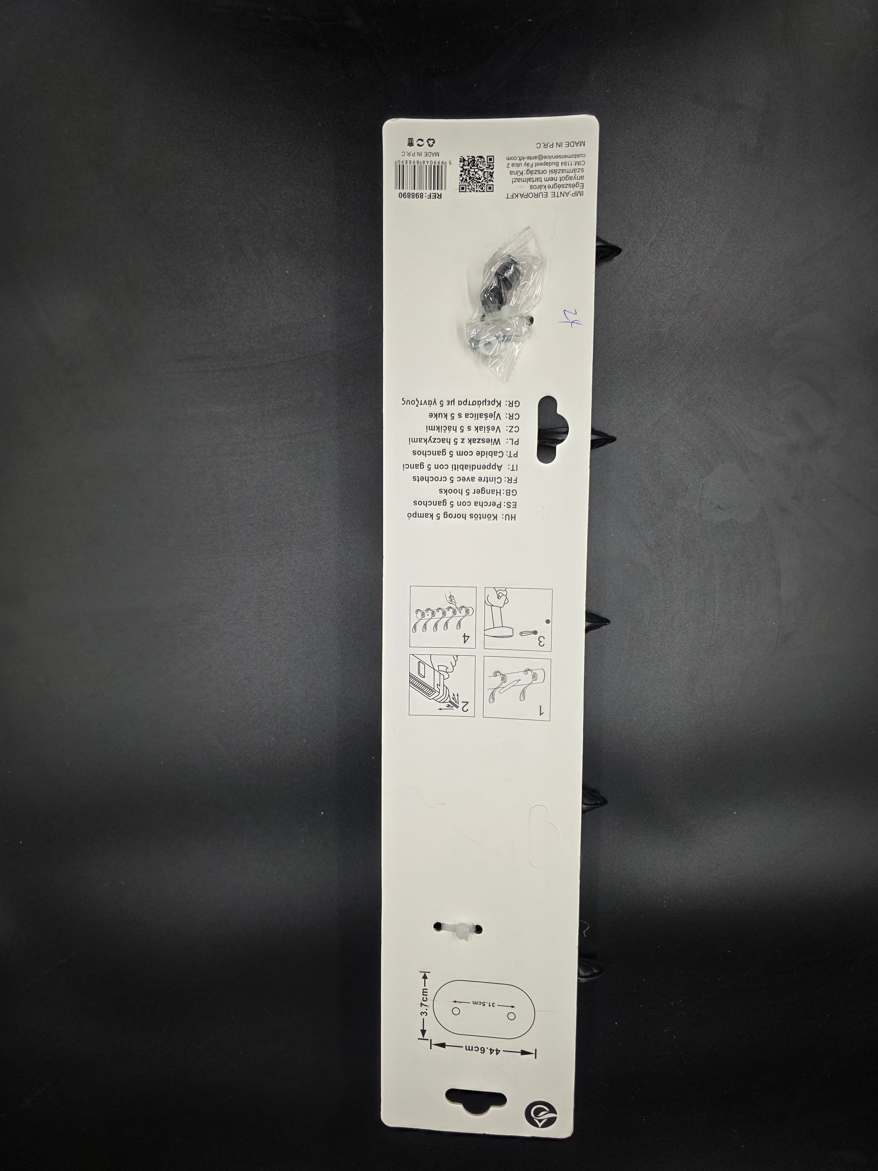898890 - 5-Hook Wall Mounted Coat Rack - 44.6cm×3.7cm