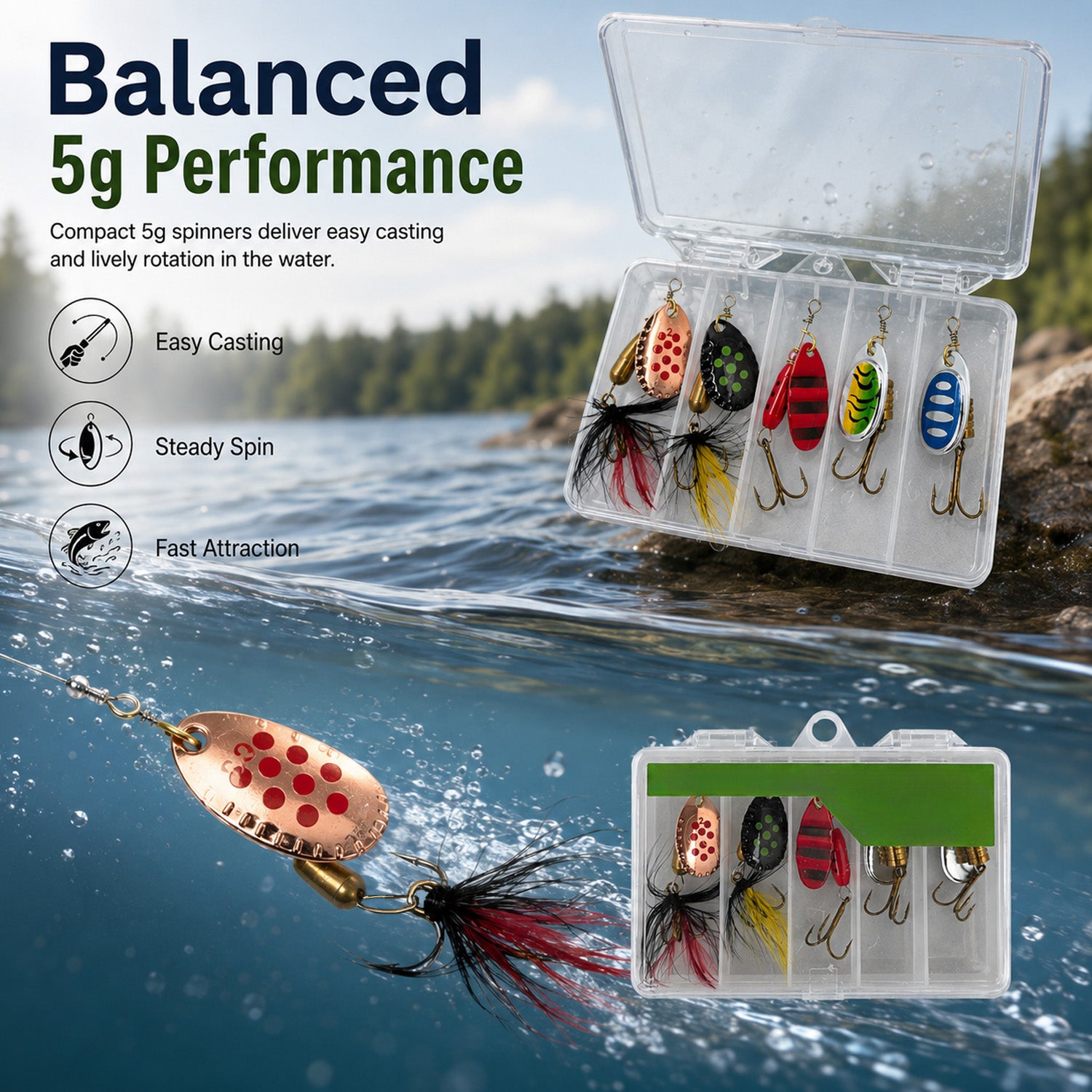 90295 - 5-Pack 5g Fishing Lure Hook Set