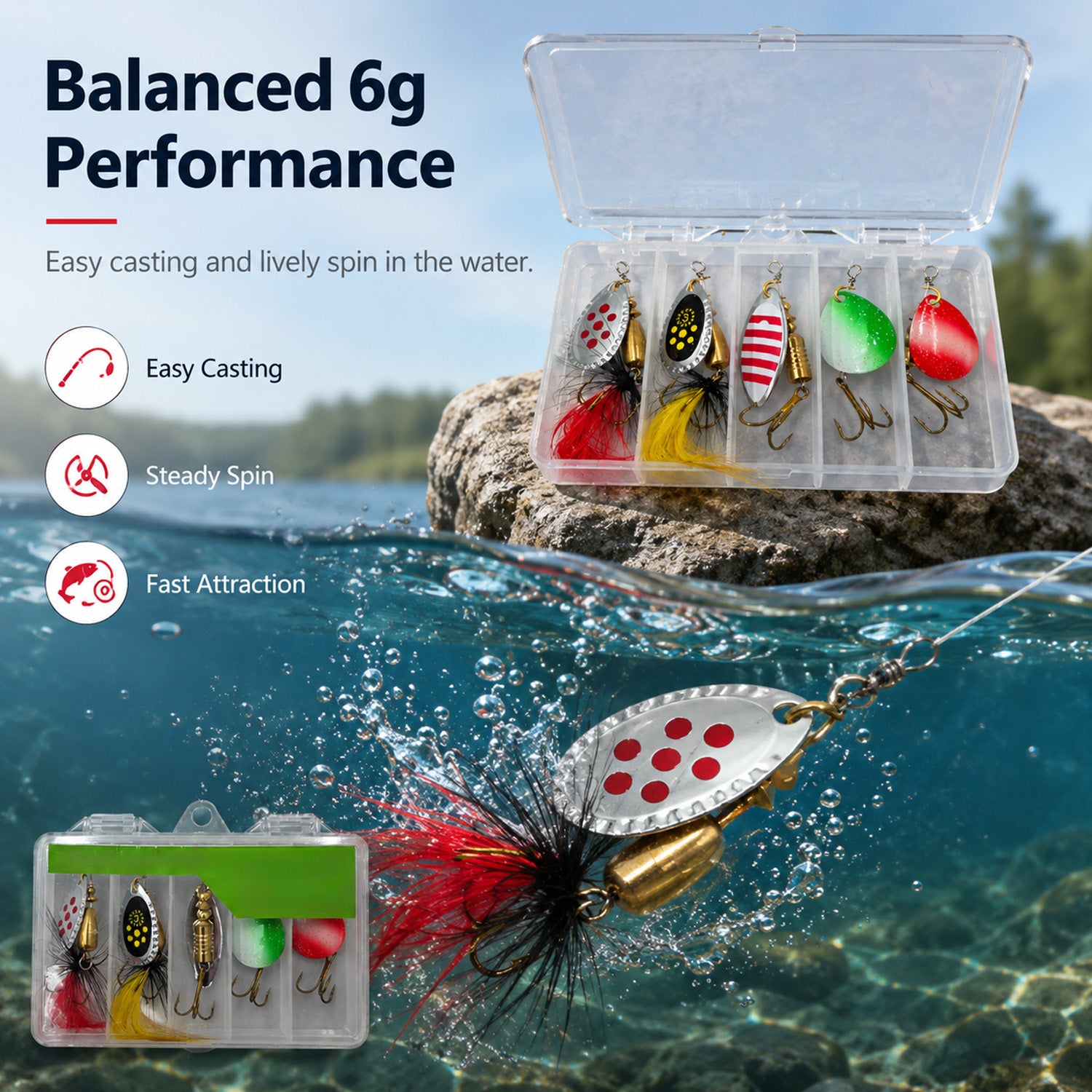 90296 - 5-Pack 6g Fishing Lure Hook Set