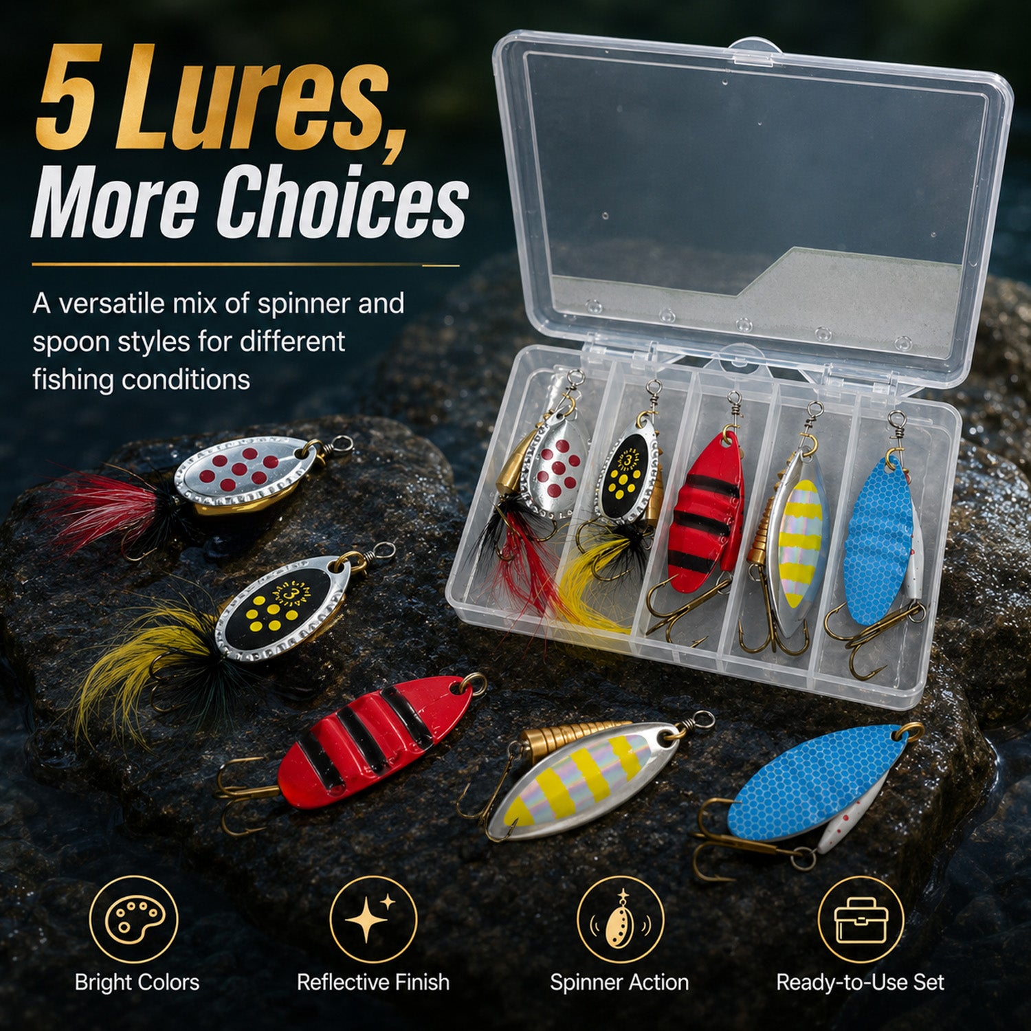 90297 - 5-Pack 8g Fishing Lure Hook Set