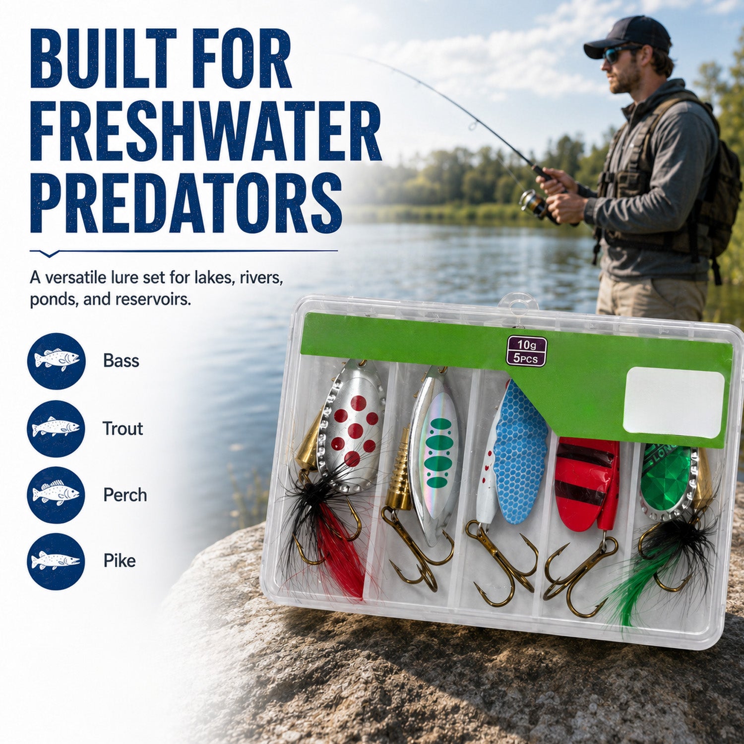 90298 - 5-Pack 10g Fishing Lure Hook Set