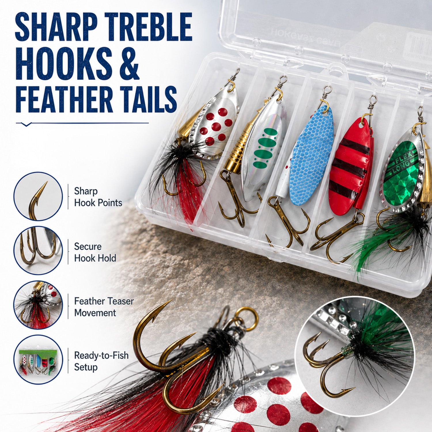 90298 - 5-Pack 10g Fishing Lure Hook Set