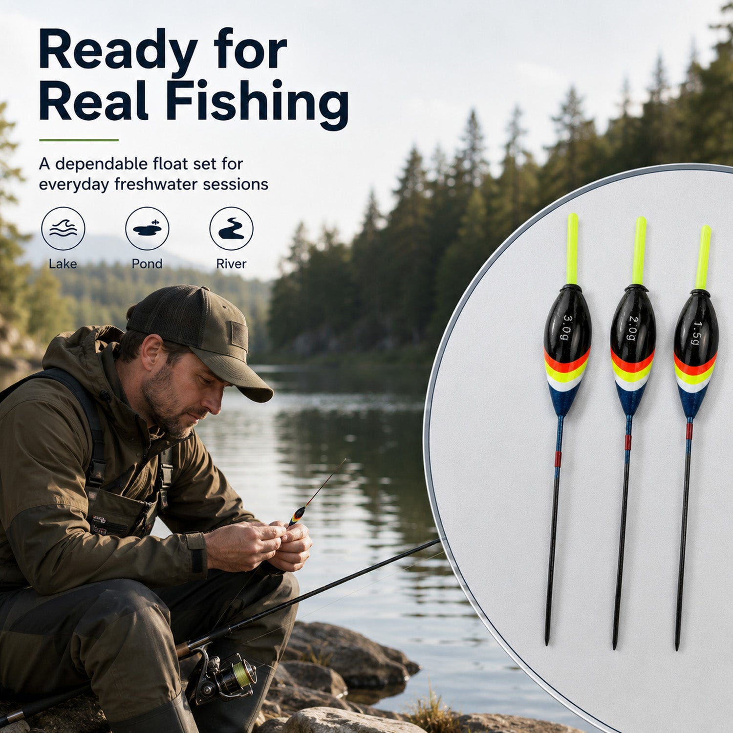 90443 - High-Visibility Fishing Floats Set - 17-18