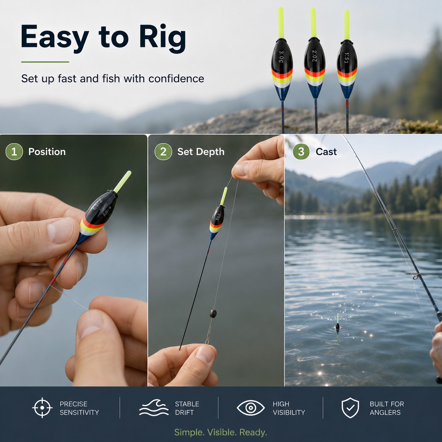 90443 - High-Visibility Fishing Floats Set - 17-18